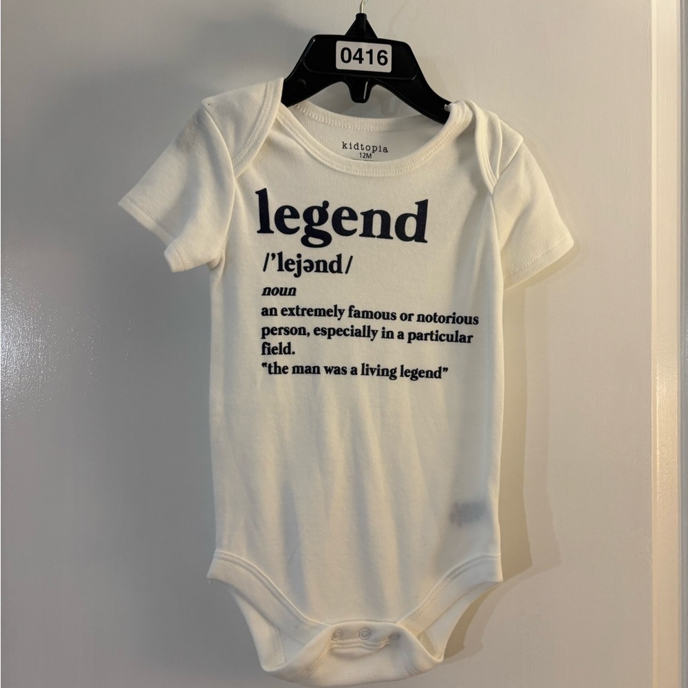Kids One Piece by Kidtopia - White Legend Print Sz 12M